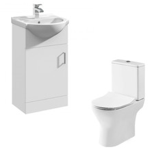 450mm Cloakroom Bathroom Vanity Basin Sink SpaceSaver Toilet Set Suite TapOption