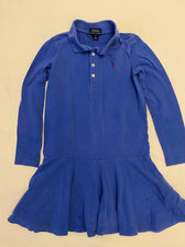 Polo Ralph Lauren Girl Dress Size 6 Blue Long Sleeve EUC