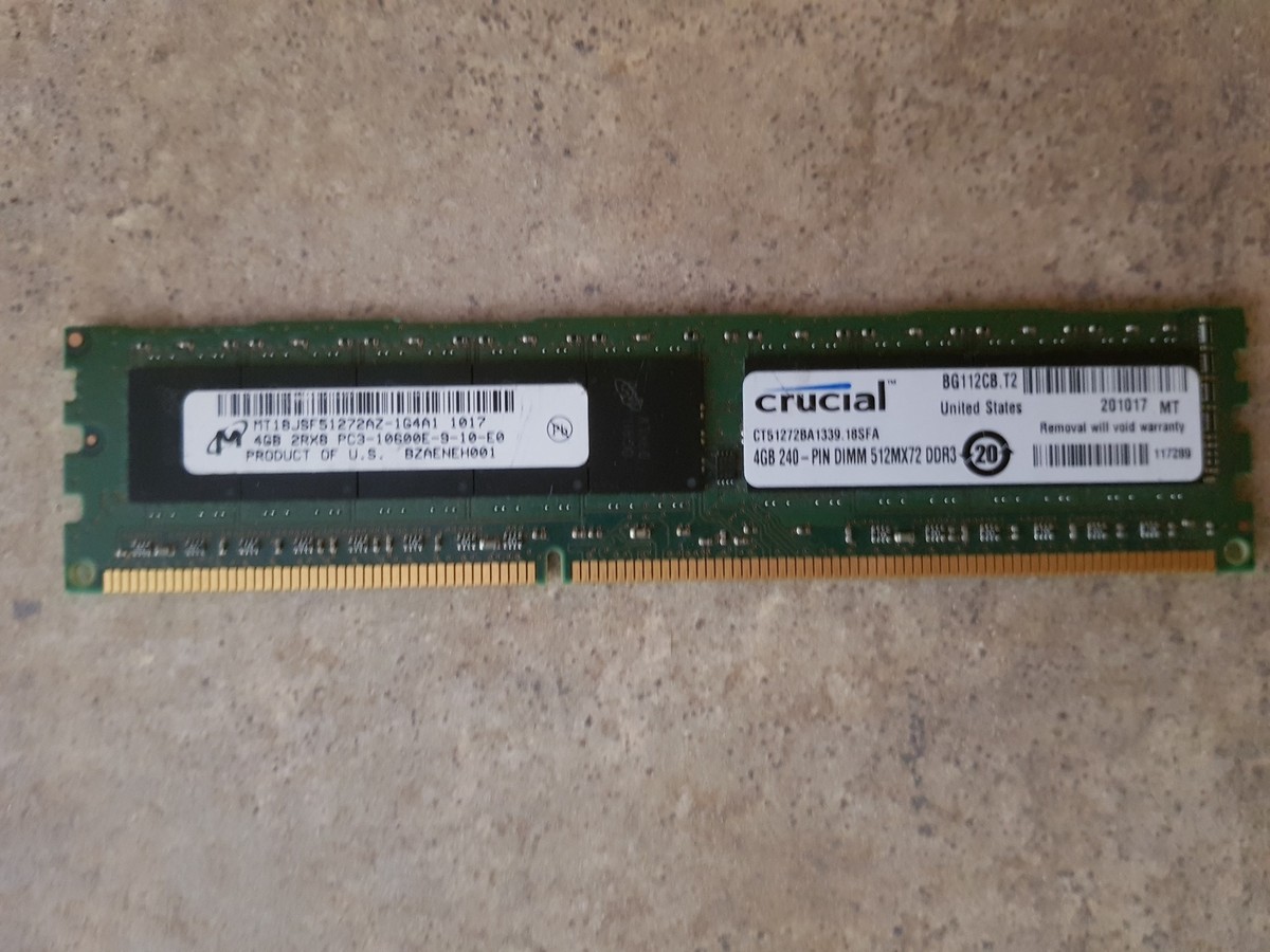 Barrette De RAM 4GB DDR3 ECC Pour Serveur - Crucial CT51272BA1339 équivalente A-Tech - PC3-10600