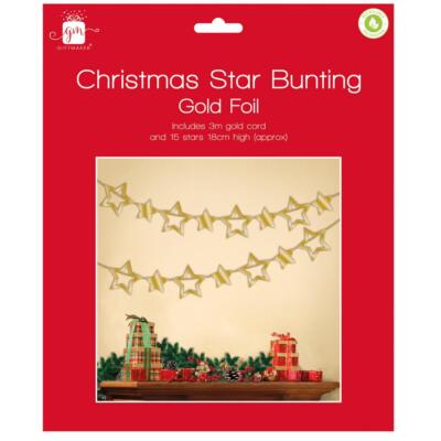 Wimpelkette Weihnachten Gold Stern zum Aufhängen