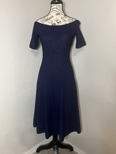 Michael Kors Navy Off The Shoulder Knit A-Line Dress Women's Size Medium
