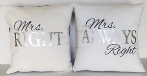 Mrs Always Right Lesbian Couples Set of Mrs. Always Right Throw Pillows 16x16