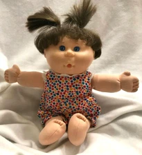 Cabbage Patch Doll 13"  Brunette Painted Eyes Press Bellybutton Giggles 1991 Vtg
