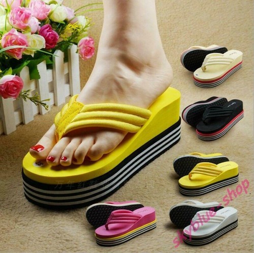 Womens Flip Flops Wedge Heel Sandals pump Slippers Platform Shoes | eBay