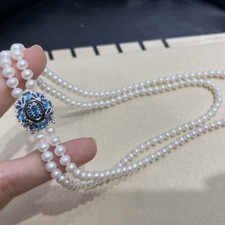 classic two strands 8-9mm south sea white pearl neclace 18"19"