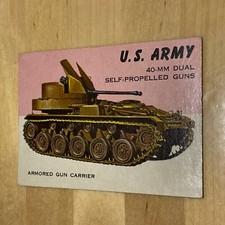 1954 Topps World on Wheels #62 Us Army 40 MM Dual Self Propelled Guns Tank EX