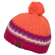 Outdoor Research Kids Barrow Beanie Hat Knit Pom Fleece Lined Striped Orange