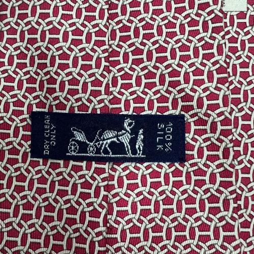 Cravatta uomo HERMES in seta fantasia rossa fantasia 5400 OA - Foto 7 di 9