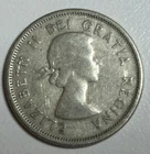 1956 Canada Queen Elizabeth II MOOSE / Caribou SILVER Quarter Coin 80% AG 20% CU
