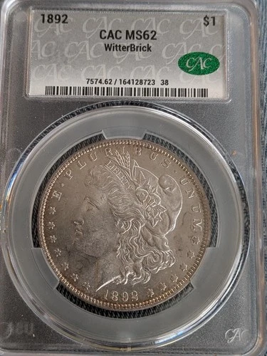 1892 $1 MORGAN DOLLAR, CAC MS 62