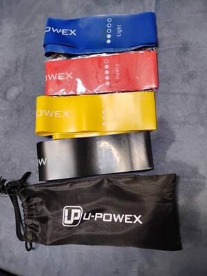 lot 4 U-Powex Unbreakable Resistance Band Exercise Equipment Light - Extra Heavy