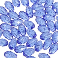 10mm Faceted Glass Beads, 50 Pcs Blue Bicone Birthstone Bead