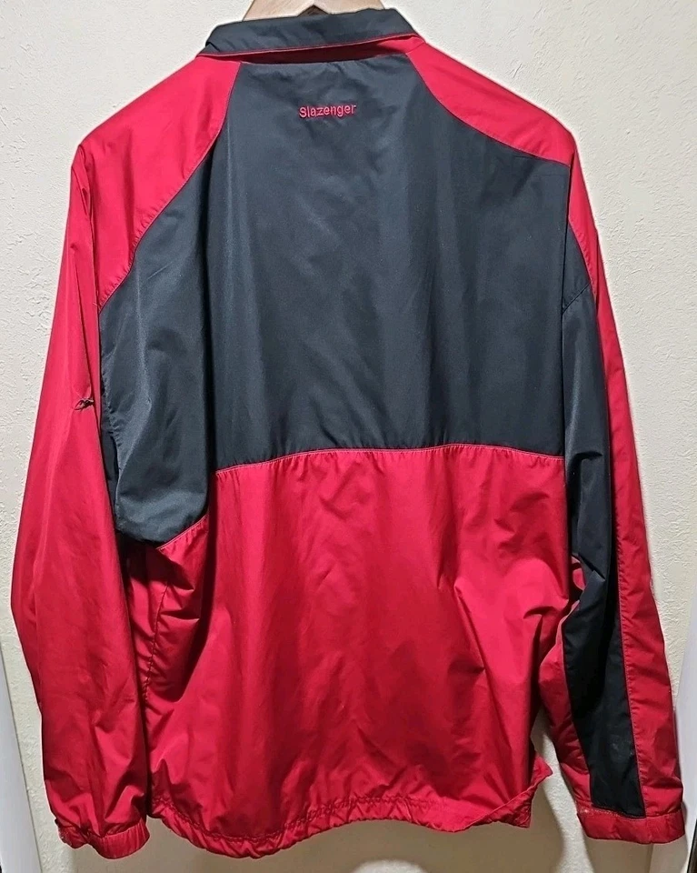 Slazenger Jacket Mens XL Water Wind Resistant Windbreaker Red Black Full Zip - Image 2 of 4