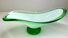VTG Murano Art Glass Gondola Bowl MCM Green Cased White Hand Blown Centerpiece