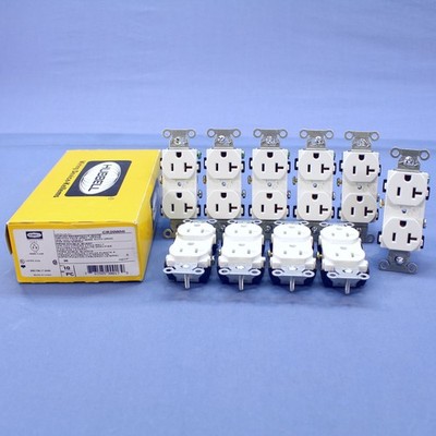 10 Hubbell White COMMERCIAL Duplex Receptacle Outlets NEMA 5-20 20A 125V CR20WHI