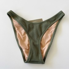 J Crew Textured curved waist cheeky bikini bottom in Green Size XS NWT