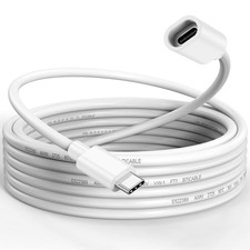 Long USBC Extension Cable for Ring Solar Panel and Camera 15FT 1 White