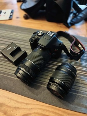 Canon EOS Rebel T7 DSLR 24.1MP Camera Kit with 2 Lenses, Bag, Charger, Black