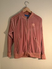 ADIDAS ORIGINALS Pink Velvet Three Stripes Track Jacket Size small RARE