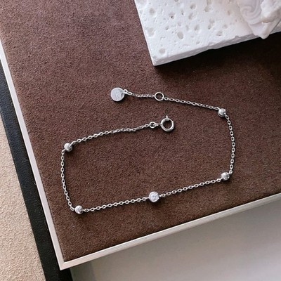 18K White Gold Diamond Bubble Bracelet   Minimalist High-Sparkle Link