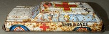 Ambulance Station Wagon White With Red Cross Vintage Tin Toy Friction 5 1950 s