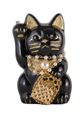 Lucky Cat Coconut Neko (S-Size Black) Right Hand Raised/Ceramic_Lucky Cat No.113