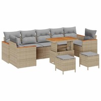 Poly Rattan Gartensofa Set Mit 10 Kissen Beige Outdoor Lounge MöBel