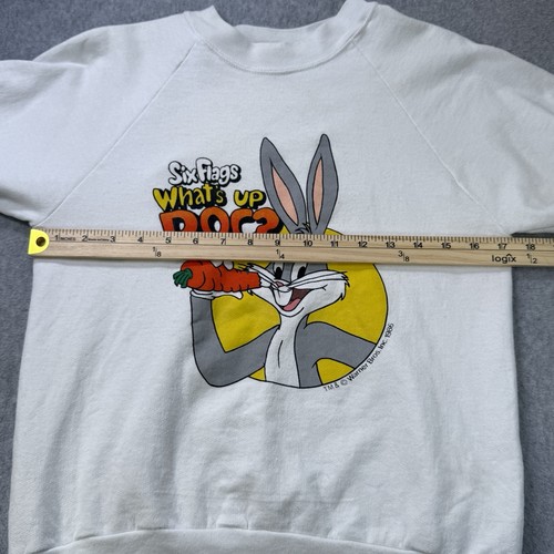 Vintage 1986 Bugs Bunny Six Flags Sweatshirt Tee Jays USA weiß Large (Damen M) - Bild 5 von 8