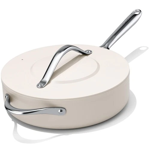 CookinCraze Nonstick Ceramic Sauté Pan with Lid 4.5 qt Deep Frying Pan PTFE Free