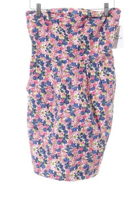 ZARA BASIC Bandeaukleid Damen Kleid Gr. DE 34 blau-pink-grün Romantik-Look