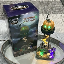 FG Square LED “Pumpkin Water Tower” Halloween Village Scene Decor Water Tower