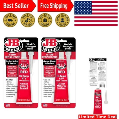 Hi-Temp Red Silicone Gasket Maker 3oz 2-Pack - Reliable Automotive Sealant