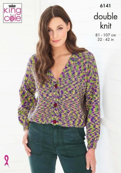 KING COLE KNITTING PATTERN 6141. CARDIGAN & SWEATER TO 32-42""/81-107cm CHEST. - Image 3
