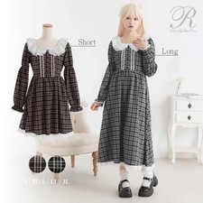 Thanksgiving Sale Target Lace Ruffle Classic Check Dress Jirai New