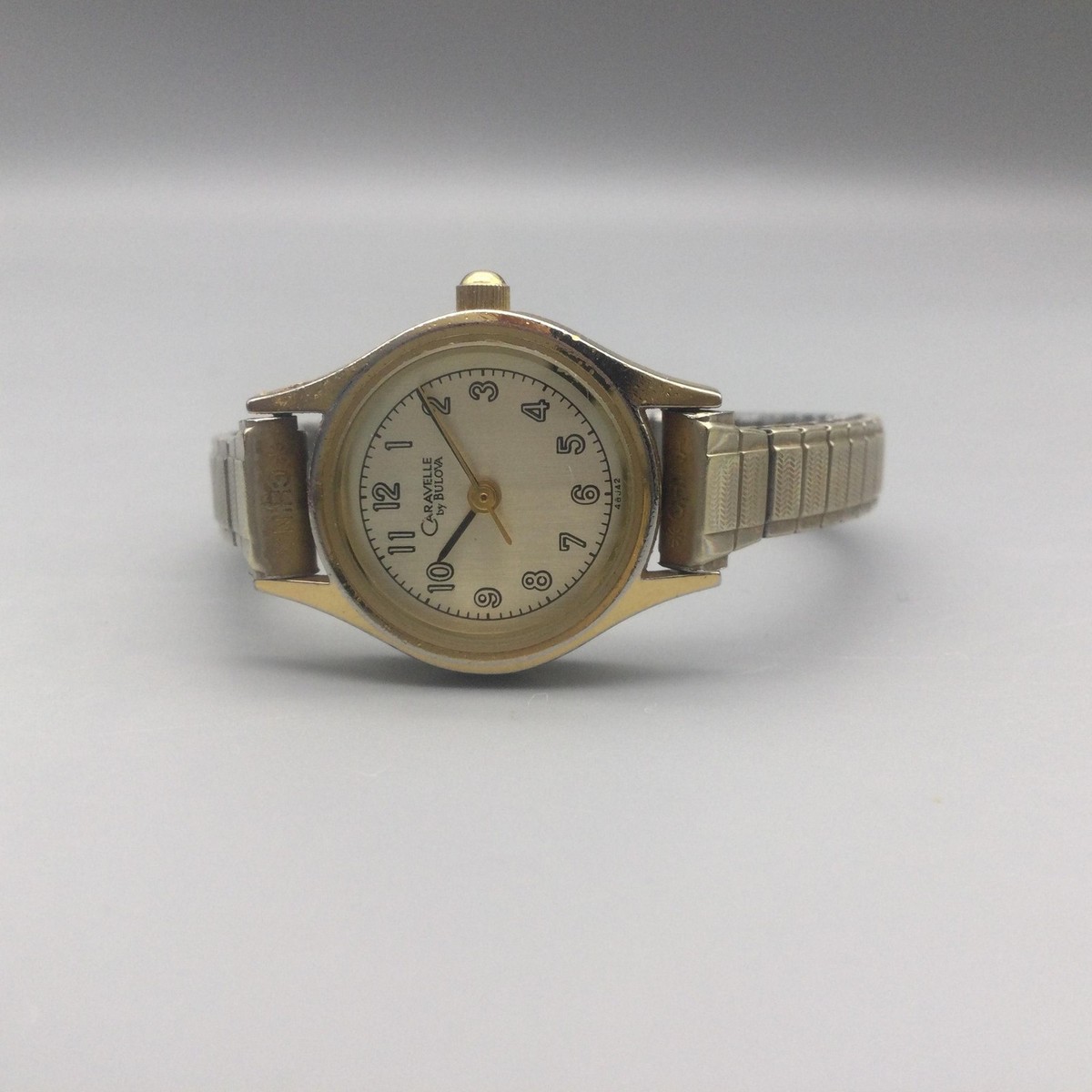 Caravelle by Bulova Women’s Leather Watch/ Working/ New Battery/ 20mm Case Size Caravelle By Bulova Womens Watch 20mm Gold Tone Stretch Band  main image 3