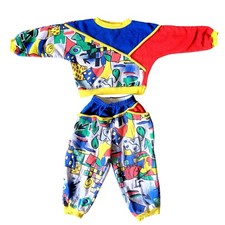 Vintage Kids 80s Hip Hop Color Block Outfit SZ T4 Shirt Pants Track Suit
