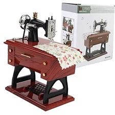 Vintage Mini Sewing Machine Music Box, European Retro Classical Treadle Sewing 