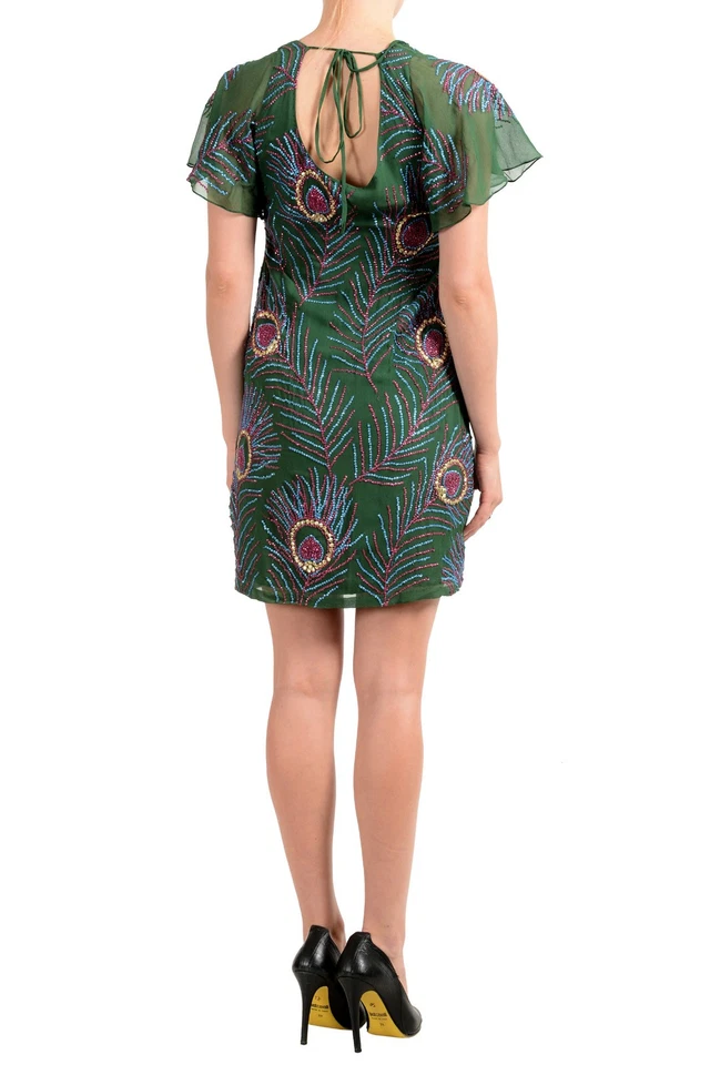 John Galliano 女式 100% 真丝装饰多色连衣裙 US S IT 40 — 第 3/4 张图片