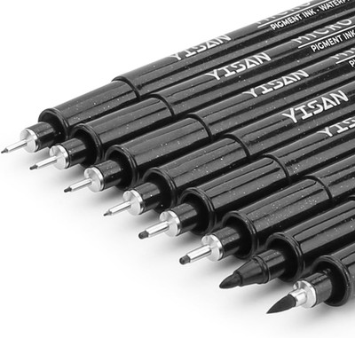 YISAN Fineliner Schwarz Stifte,8 Zeichenstifte Kunststifte Set,Tuschestift,Pigme