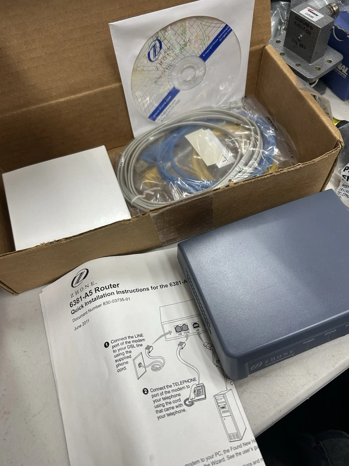 Kit Router Banda Ancha Zhone Modelo 6381-A5. Kit Completo, Nuevo En Caja Foto 2 de 2