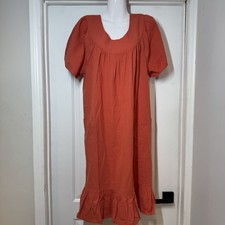 National  House Patio Dress Size Large Orange Rust Cotton Lounge Muumuu Kaftan