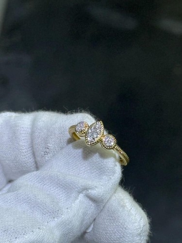 10k Yellow Gold Natural Diamonds Pave Design Hand Made Halo Eye Band Ring Sz 7 - Picture 7 of 18