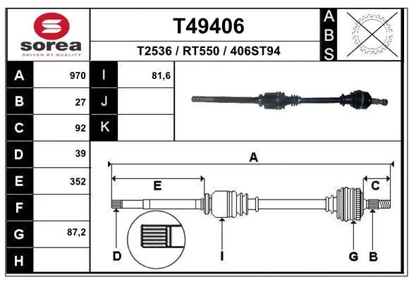 Cardan de transmission Megane III Coupe 2.0 TCe en acier forge haute resistance mecanique