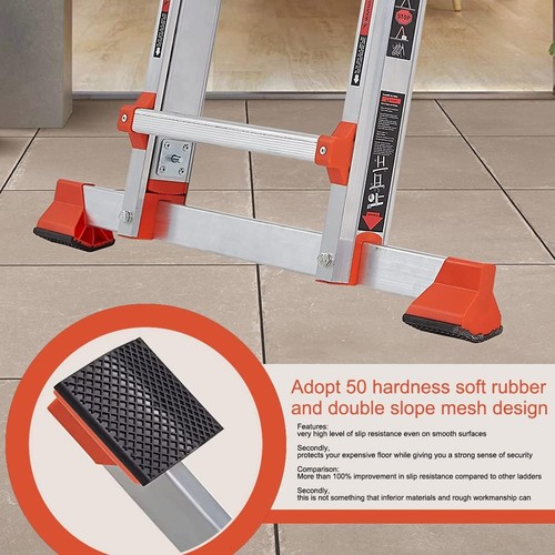 Scala, Prolunga Scala A Telaio 4 Gradini, 14 FT Antiscivolo Multi Posizione e - Foto 6 di 8