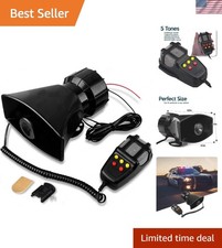Zone Tech 5 Tone Sound Car Siren Vehicle Horn With Mic Pa Speaker System Emer...