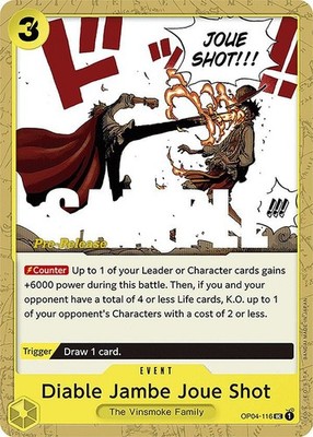 Diable Jambe Joue Shot UC Kingdoms of Intrigue Pre-Release Cards OP04-116 NM