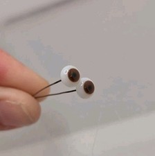 Pair Of 6mm Brown Hand Blown Glass Doll Eyes On Wire 3mm Irises Making Repair