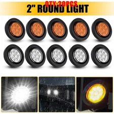 2'' 9LED Lamp Truck Trailer White+Amber Round Clearance Side Marker Light 10-50X