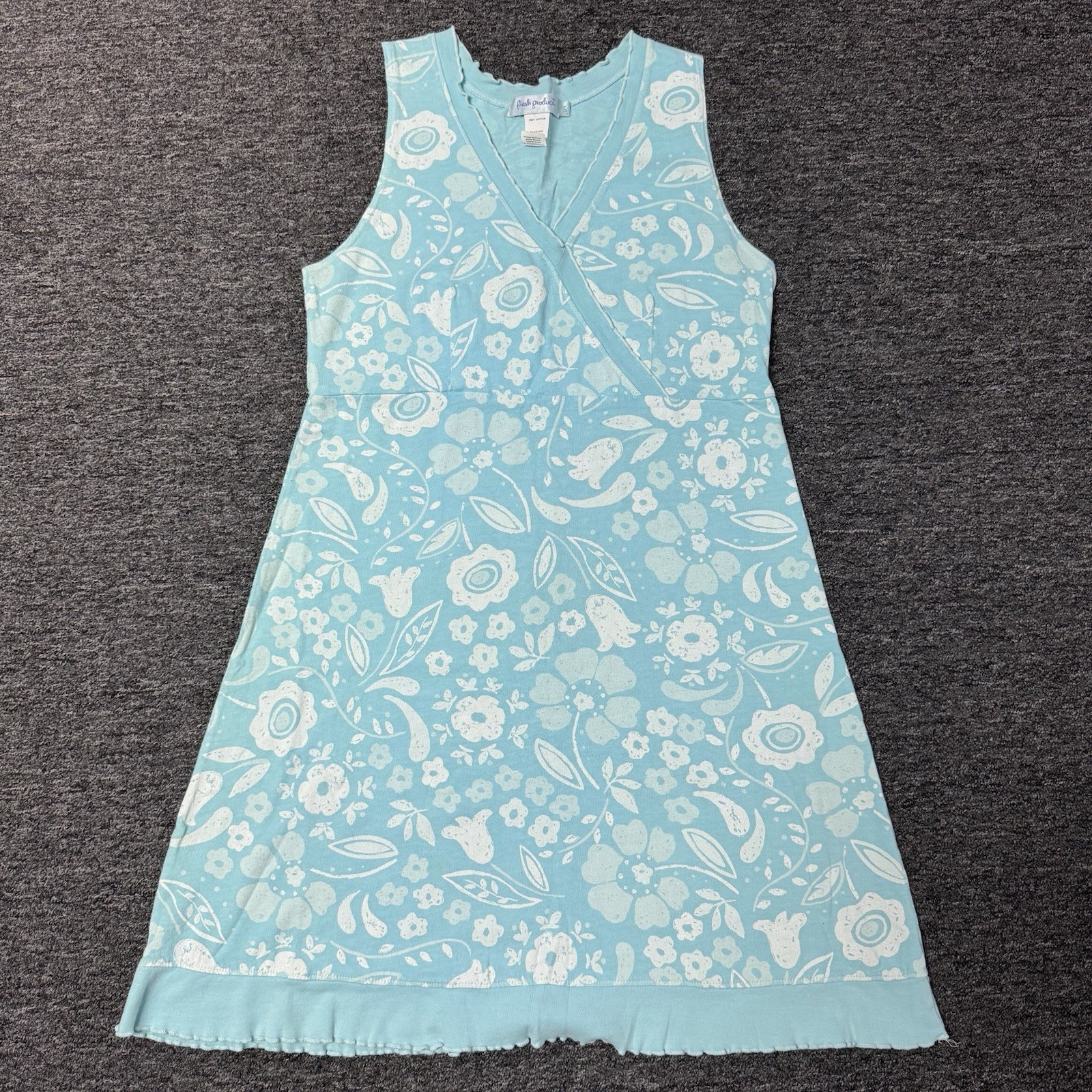 Women’s Fresh Produce Blue Floral Boho Costal Tropical Casual Shift Dress Sz S