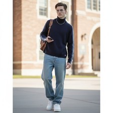 Tommy Hilfiger Vintage 90s Y2K Turtleneck Sweater Size M Navy Spellout Preppy